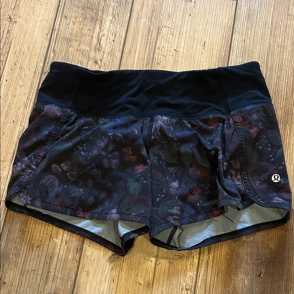 lululemon athletica Black Floral Athletic Shorts